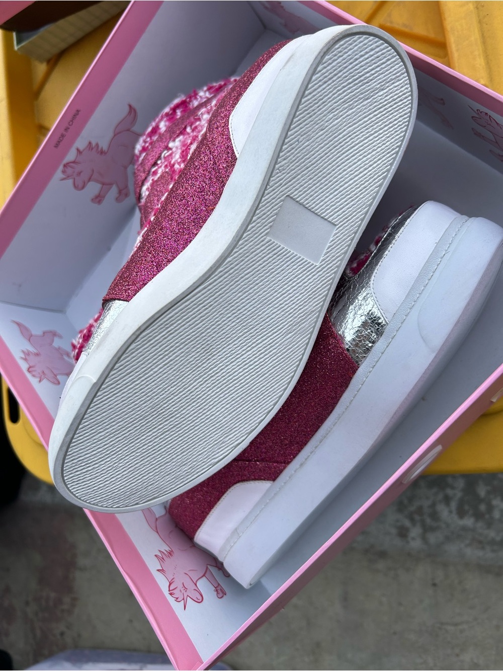 JEFFREY CAMPBELL - NIB Pink Glitter Tweed Combo Hi-Top - Picture 2 of 5